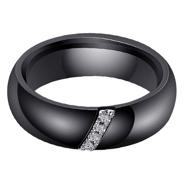 Guardurnaity Anillo de circón de cristal Superficie lisa Anillos de bucle de cerámica Accesorio de moda Mujeres Compromiso de boda Regalos de Type3 NO3