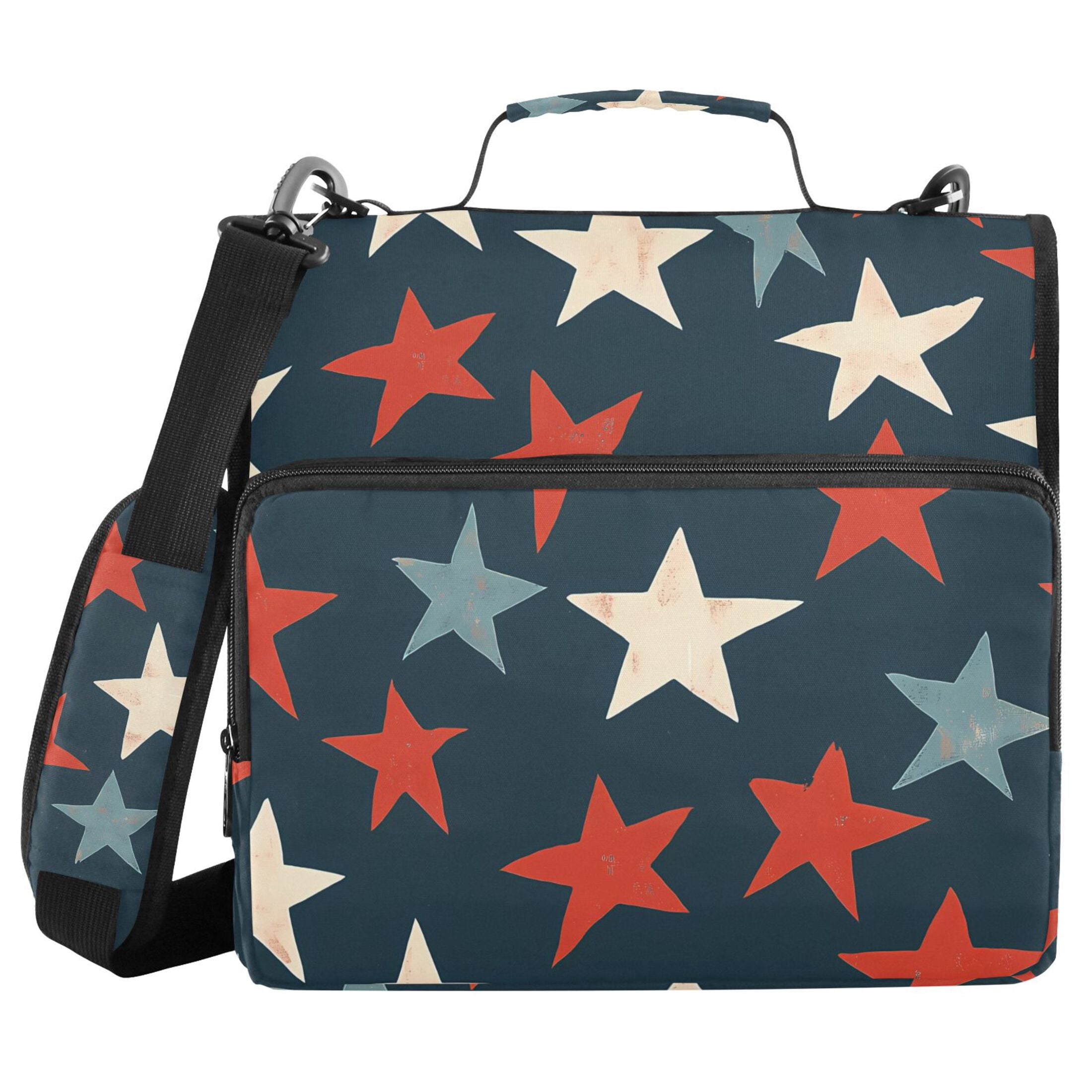 ALAZA Zipper Binder Stars Retro 3 Ring Trapper Keeper File Folder Organizer Bag