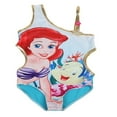 thumbnail image 1 of Little Girls Mermaid Swimsuit  Cartoon One-Shoulder Swimwear One Piece Bathing Suit, 1 of 6