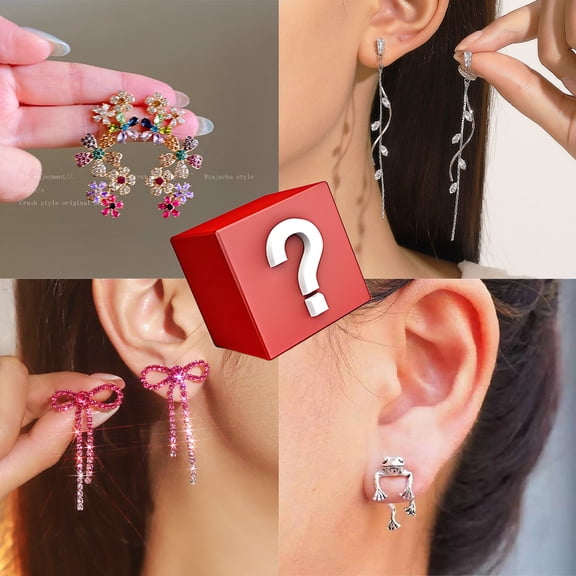 Christmas Gift - Mystery Earring Blind Box - Contains four different styles of women's earrings, with a 25% chance of winning for each style. You will receive one earring randomly.