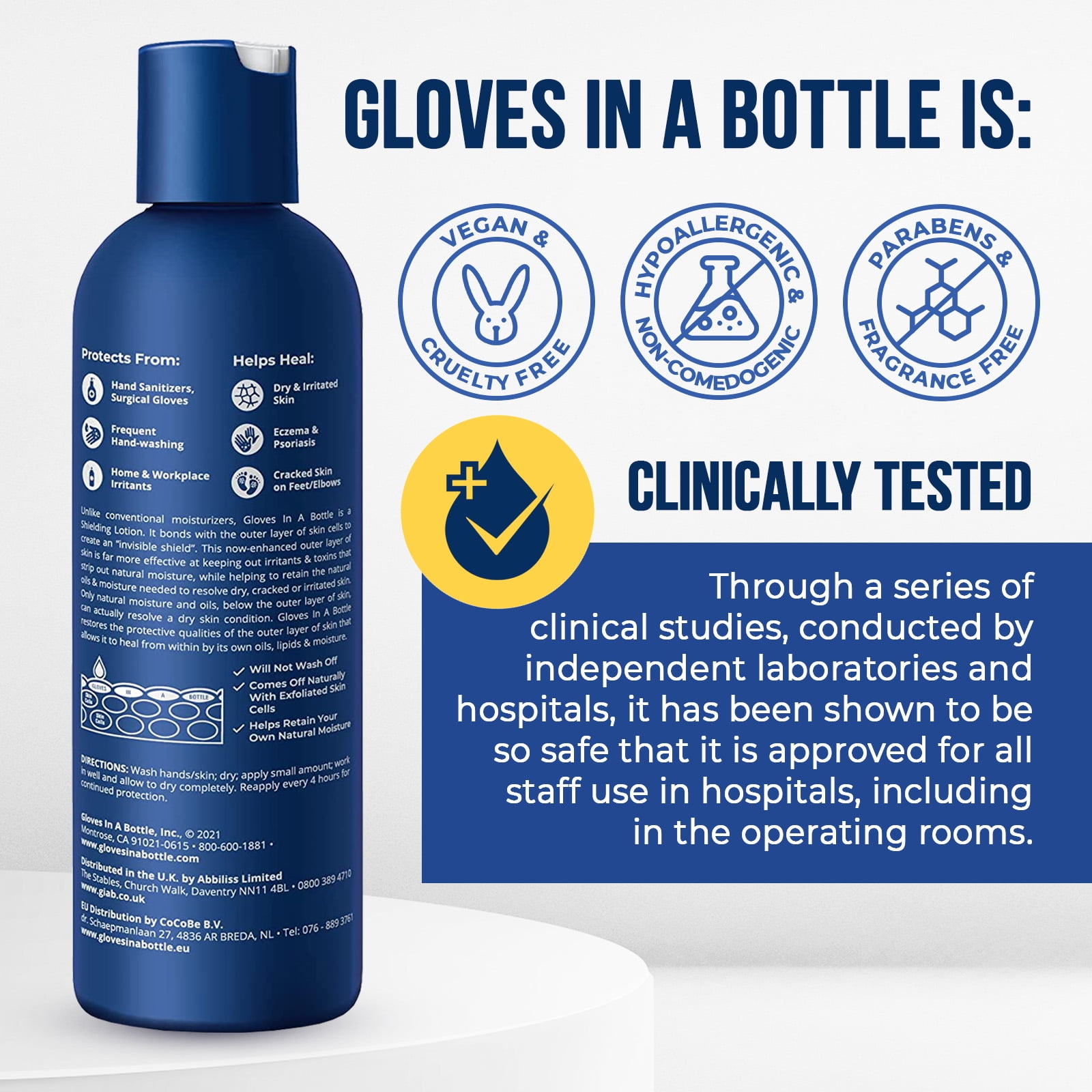 Gloves In A Bottle Shielding Lotion (One- 2 fl oz-60 ml & One - 8 fl oz-240 ml) With Pump Great for Dry Itchy Skin! Grease-less and Fragrance Free!