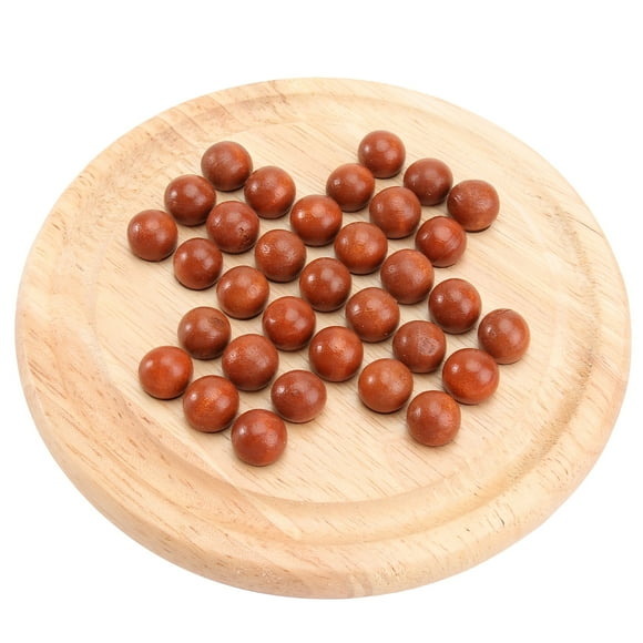 Wooden Marble Solitaire Board Game - Brain Teasers for Adults & Children
