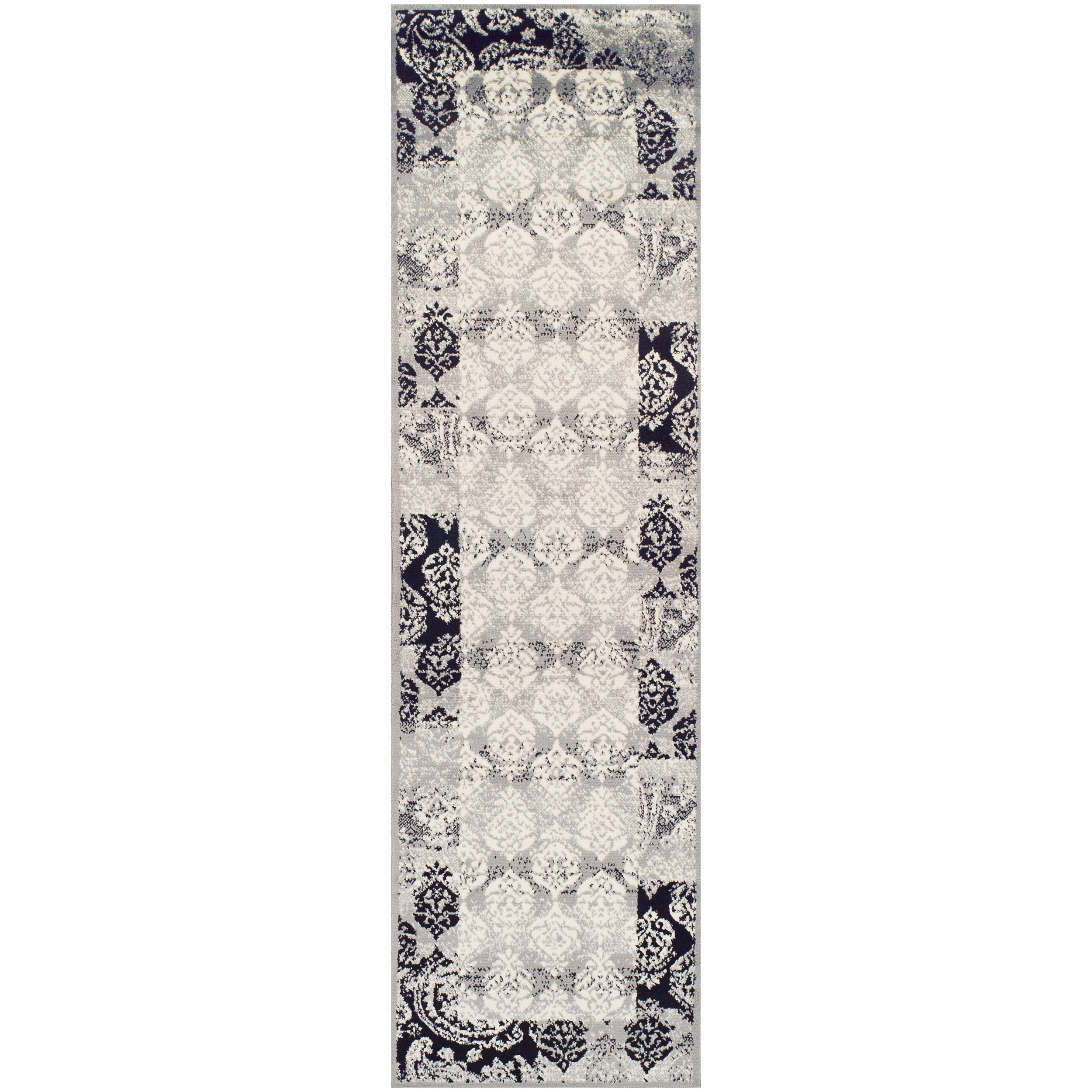 Superior Mystique Geometric Indoor Runner Area Rug, Black- Grey, 2' 7' x 8'