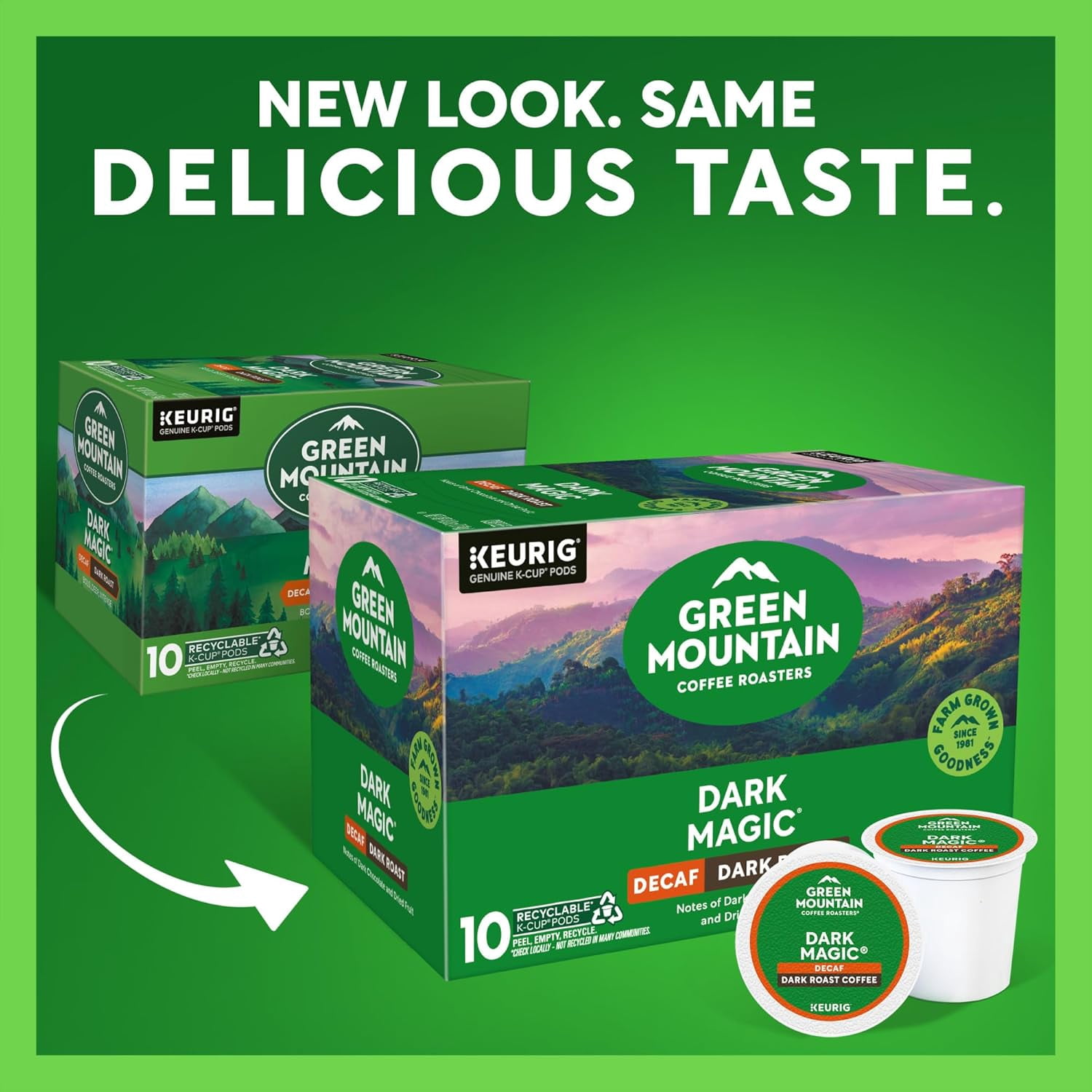 Green Mountain Coffee Dark Magic Decaf, Keurig Single Serve K-Cup Pods, Dark Roast Coffee, 60 Count, (6 Packs of 10)