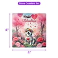 thumbnail image 5 of Hello Valentine’s Day Alaskan Malamute Flower Crown Romantic Pink Floral Set of 4 Stone Coasters Alaska Mal Dog Lovers Gifts 4x4in Absorbent Soapstone Coaster - 00031, 5 of 5