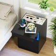 thumbnail image 4 of Nightstand with Hidden Compartment & USB/Type-C Charging Station - Locking Night Stand with Gun Drawer, LED Lights, Modern Bedside Table for Bedroom or Office, Secure Hidden Storage, Black, 4 of 16
