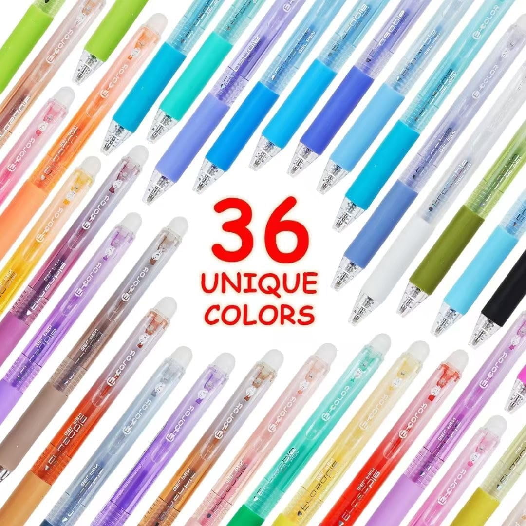 Candies Erasable Gel Pens, 0.7 mm Medium Point, Retractable Erasable Pens, Make Mistakes Disappear, 36 Assorted Colors for Drawing, Writing & Planners