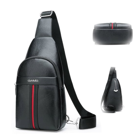 LNGOOR Sling Bag, Leather Sling Bag Backpack Chest Pack Crossbody Bags for Men Causal Daypacks for Hiking Cycling and Travel