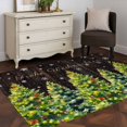 thumbnail image 3 of Area Rugs 2.7'x5', Brown Christmas Tree Carpet for Living Room Bedroom Dining Room, Xmas Trees Snowflake Winter Wood Throw Kitchen Rugs Non Slip Washable Rectangle Indoor Outdoor Rugs, 3 of 8