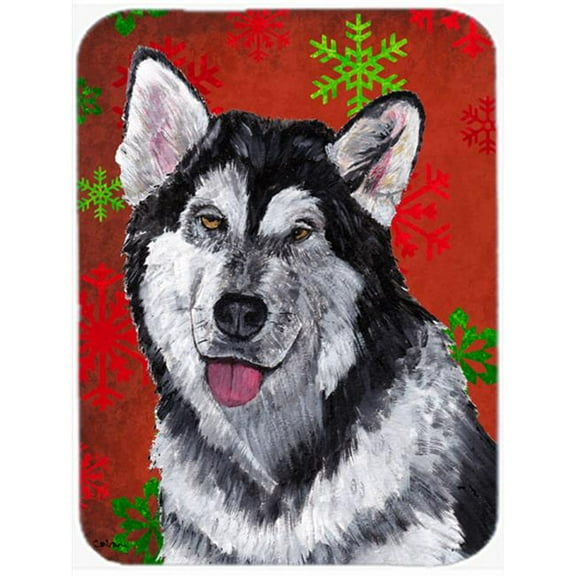 7.75 x 9.25 In. Alaskan Malamute Red Snowflakes Holiday Christmas Mouse Pad, Hot Pad Or Trivet