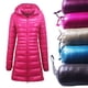 thumbnail image 1 of Chaqueta de plumón con capucha de otoño e invierno para mujer, talla grande, ligera, ajustada, de longitud media, para mujer, 1 of 5