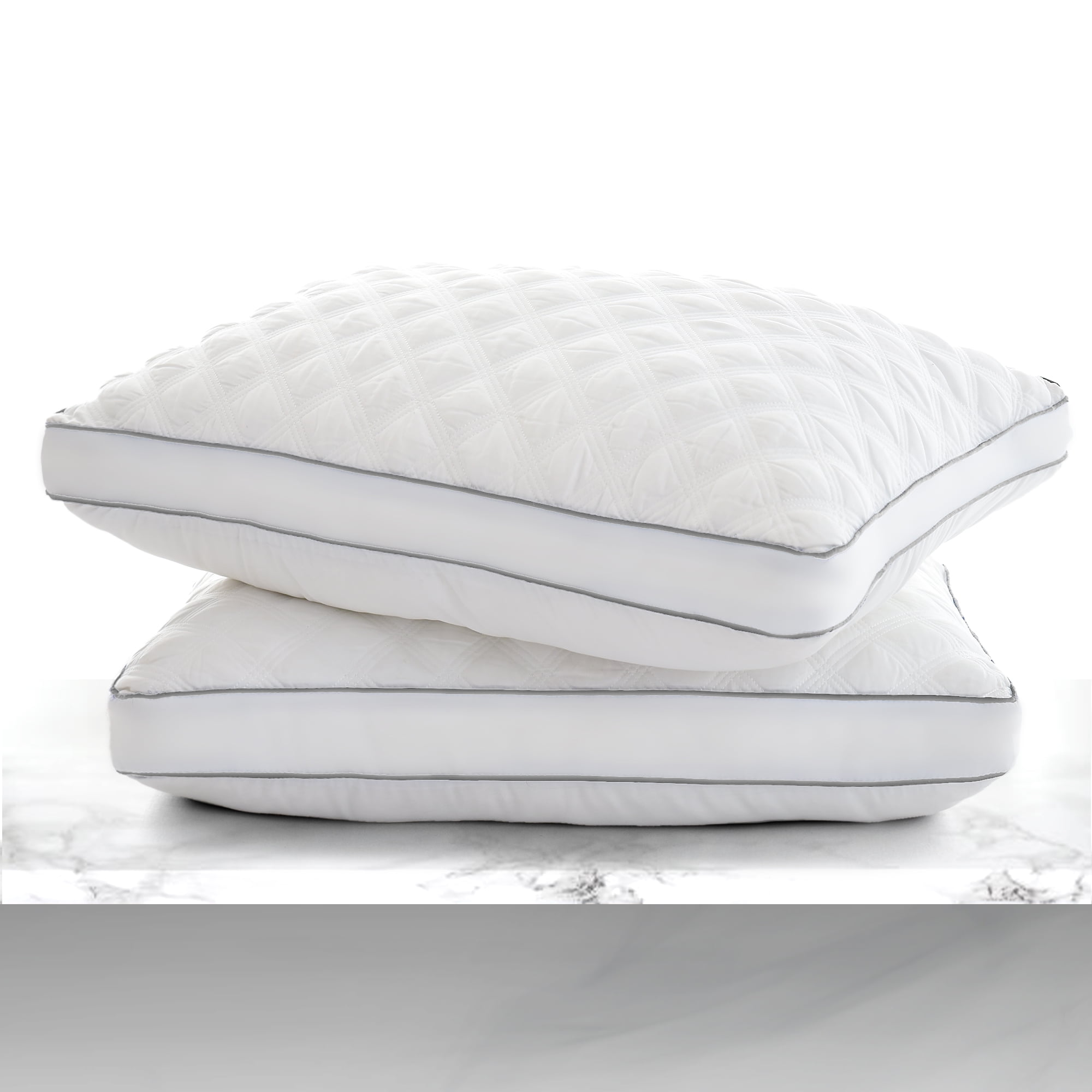 Lux Decor Collection Gusseted King Pillows Endless Comfort, Breathable, Set of 2 (Light Grey