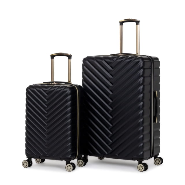 Kenneth Cole REACTION Madison Square Lightweight Hardside Chevron Expandable Spinner Luggage, Black, 2-Piece Set (20" & 28")