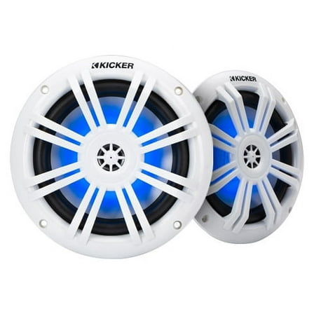 Kicker 51KM604WL KM 6.5" Marine Audio Speaker 2 Way Coaxial 50W RMS with RGB LED