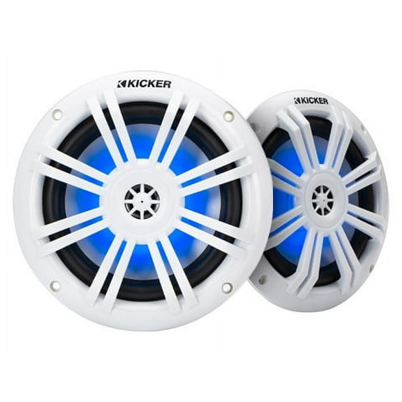 Kicker 51KM604WL KM 6.5" Marine Audio Speaker 2 Way Coaxial 50W RMS with RGB LED