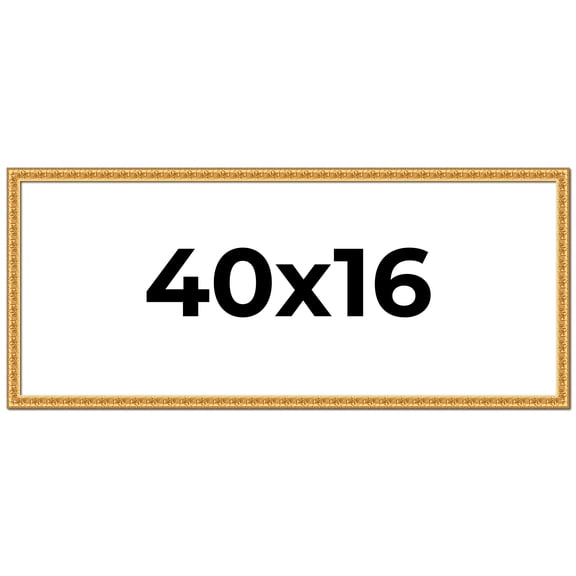 40x16 Frame Gold Real Wood Picture Frame Width 1 inches | Interior Frame Depth 0.5 inches | Edwina