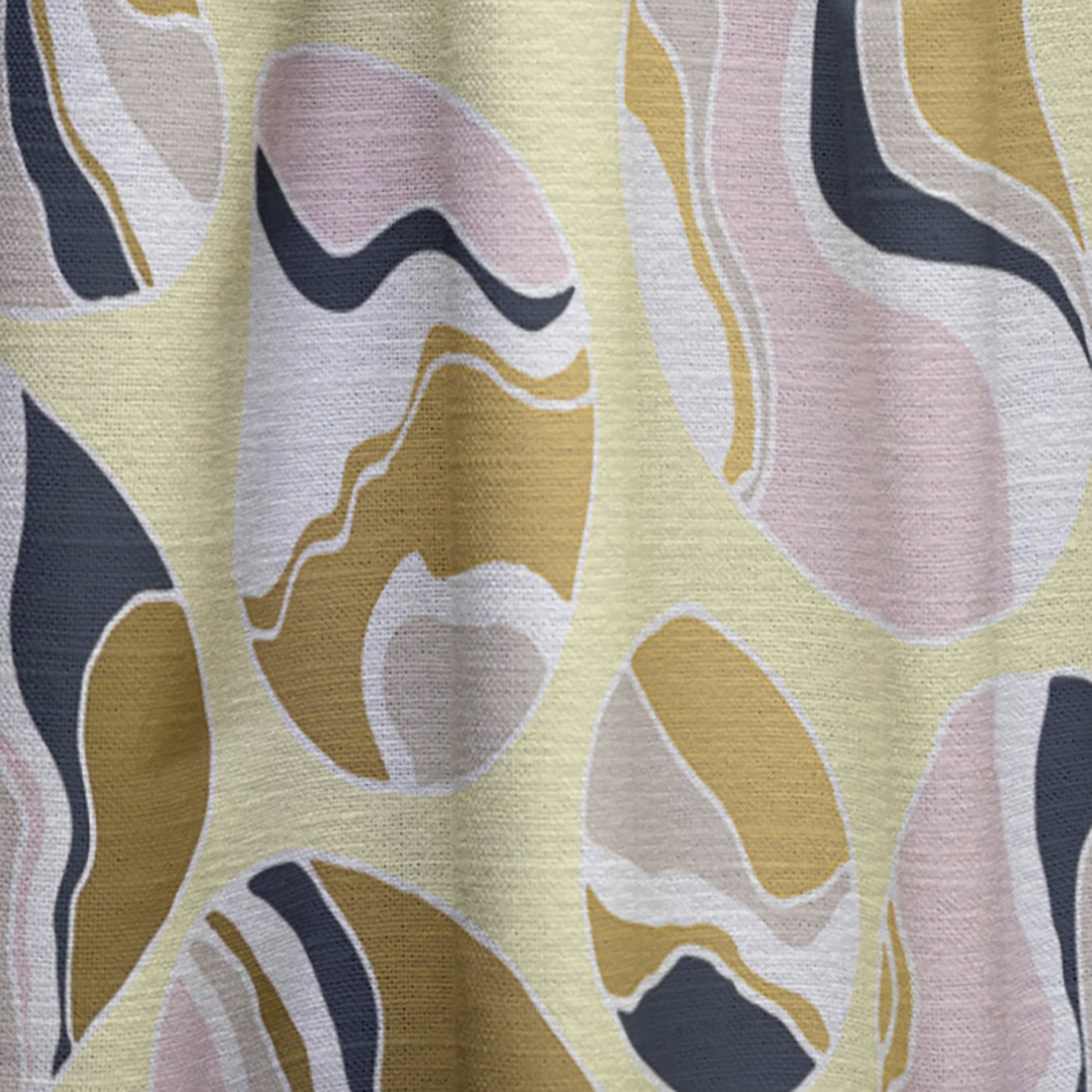 Designart 'Golden Abstract River Stones' Mid-Century Modern Curtain Panel