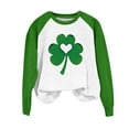 thumbnail image 5 of St. Patricks Day Shirts for Women Shamrock Clover Print Sweatshirt Color Block Raglan Tops Long Sleeve Pullover Teacher St Patricks Day Shirt, 5 of 5