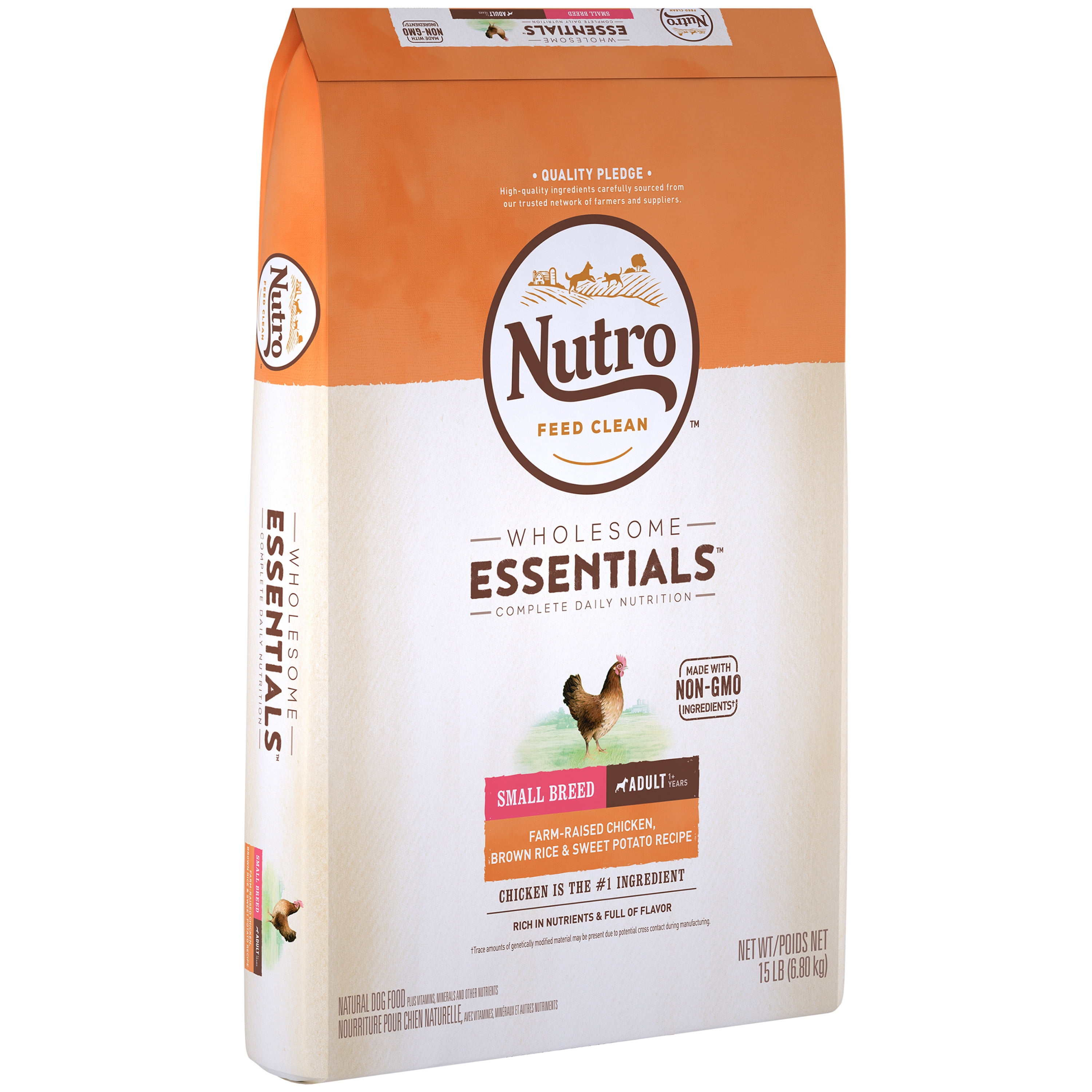 Nutro Wholesome Essentials Small Breed Adult Natural Dry Dog Food, Farm-Raised Chicken, Brown Rice & Sweet Potato Recipe, 15 lb. Bag