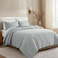 thumbnail image 2 of EVERGRACE 100% Cotton Box Stitch Quilt Bedding Set Queen Size 3 Pieces, Garment-Washed Lightweight Soft Cozy Coverlet, Quilted Bedspread Sets with 2 Shams for All Season, Fog Gray, 2 of 8