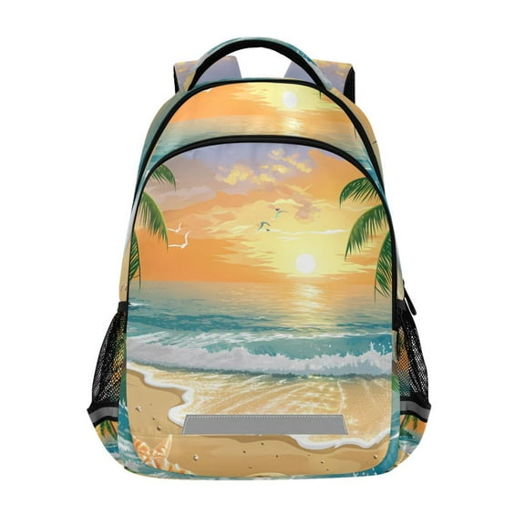 ALAZA Sunset Palm Tree and Beach Backpack Elementary School Bag Bookbag Travel Rucksack