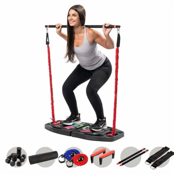 LIFEPRO PORTABLE HOME GYM WITH PUSH TRAINING BOARD WORKOUT KIT - BLACK