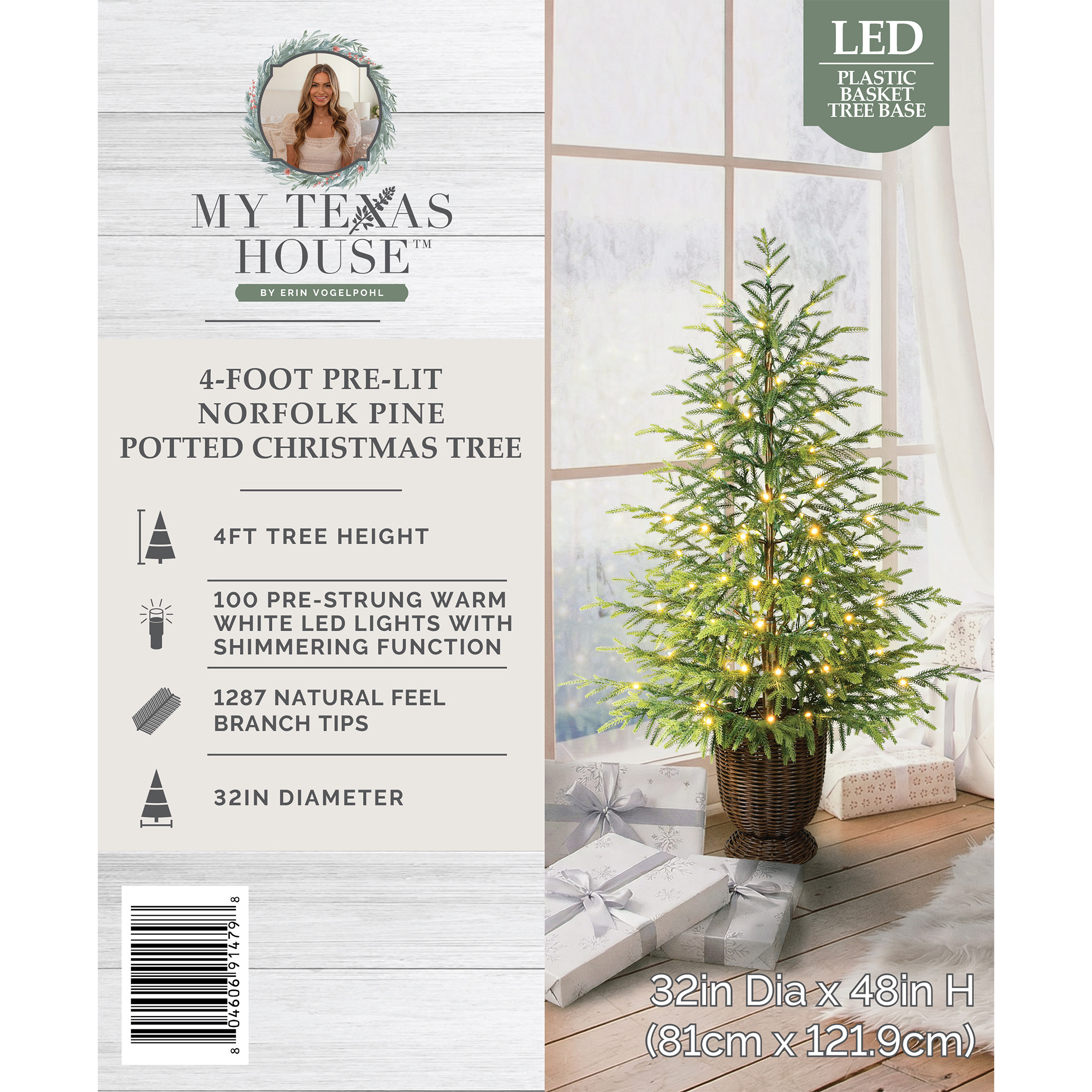 My Texas House 4-Ft Pre-Lit Norfolk Pine Potted Christmas Tree photo 6