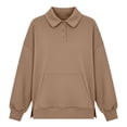 thumbnail image 5 of Women's Oversized Sweatshirts Pullover Fashion Sweatshirt Long Sleeve Button With Kangaroo Pocket Side Slit Loose Tops, 5 of 8