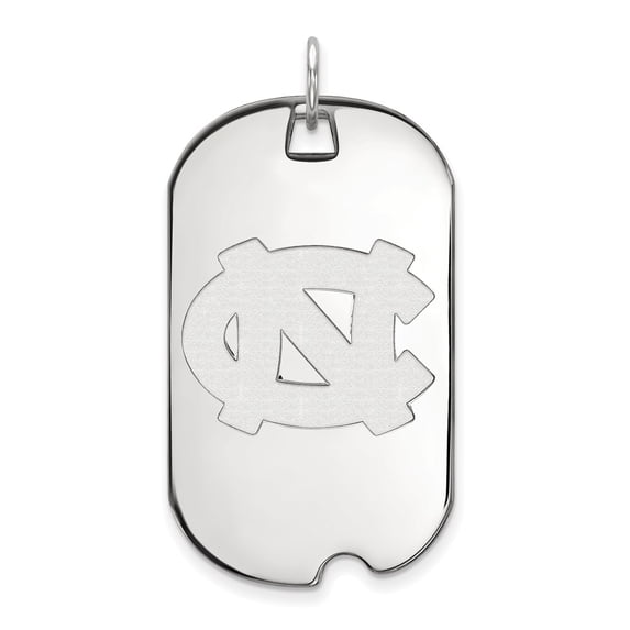 Solid 10k White Gold Official University of North Carolina Large Dog Tag Pendant Charm - 46mm x 24mm