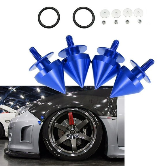 Xotic Tech JDM Quick Release Fasteners For Car Bumpers Trunk Fender Hatch Lids Spike Blue