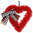 thumbnail image 2 of Decoraciones para el Día de San Valentín, Corona de 14 pulgadas para el Día de San Valentín, Corona en forma de corazón con lazos a cuadros para la puerta principal, Decoraciones para el Día de San Va, 2 of 6