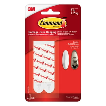 Command Refill Strips, White, Large, 6 Strips/Pack