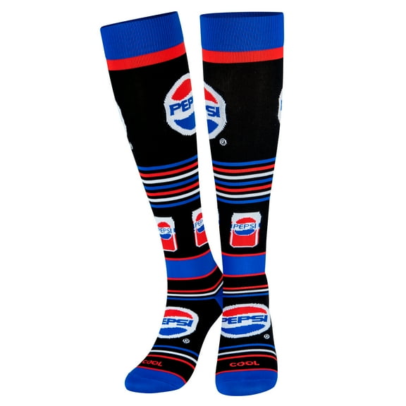 Cool Socks, Womens, Knee High Compression Socks, Pepsi Soda Print