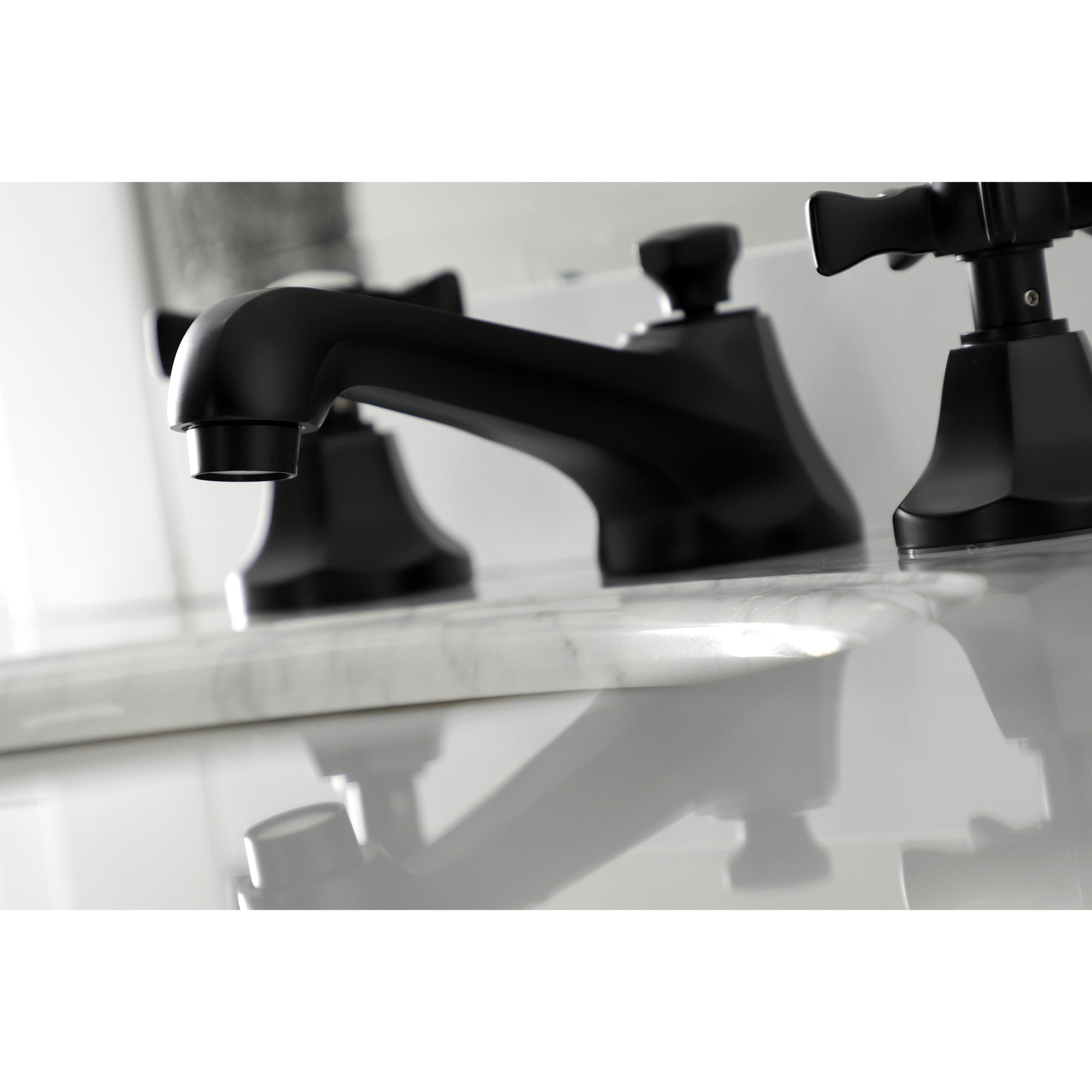 Kingston Brass KS4460NX Hamilton Widespread Bathroom Faucet with Brass Pop-Up, Matte Black