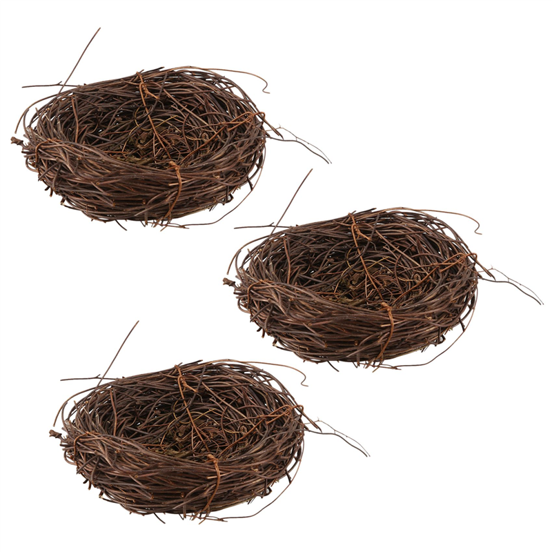 3X Handmade Vine Twig Bird Nest Home Nature Craft Holiday for Photo