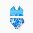 thumbnail image 4 of PatPat Maillots de Bain Assortis pour la Famille, Imprimé de Feuilles Tropicales, Bleu, Shorts de Bain Ou Bikini 2 Pcs, 4 of 7