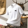 thumbnail image 5 of Men's Summer Breathable Polo Shirt, Loose Fit Short Sleeve Work Shirt with Chest Pocket and Emblem Size M-5XL White, 5 of 5