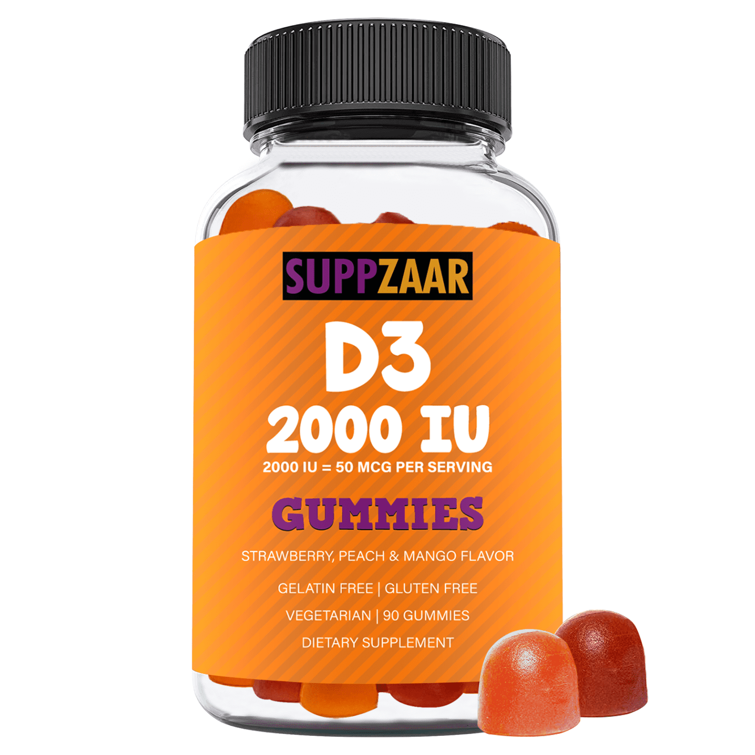SUPPZAAR Vitamin D Gummies. Vegetarian Vitamin D3 Gummies for Adults