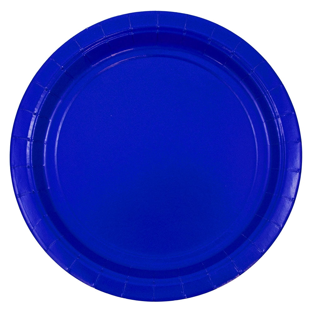 JAM Paper Medium Round Paper Party Plates, 9 Inch, Royal Blue, 50/Pack