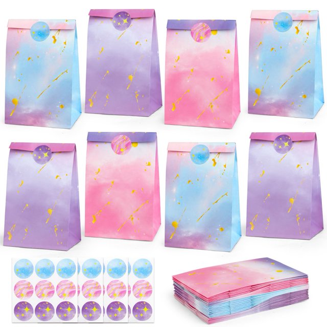 Bolsas para regalos de fiesta HEJIN, 30 piezas, tie dye rosa y morado