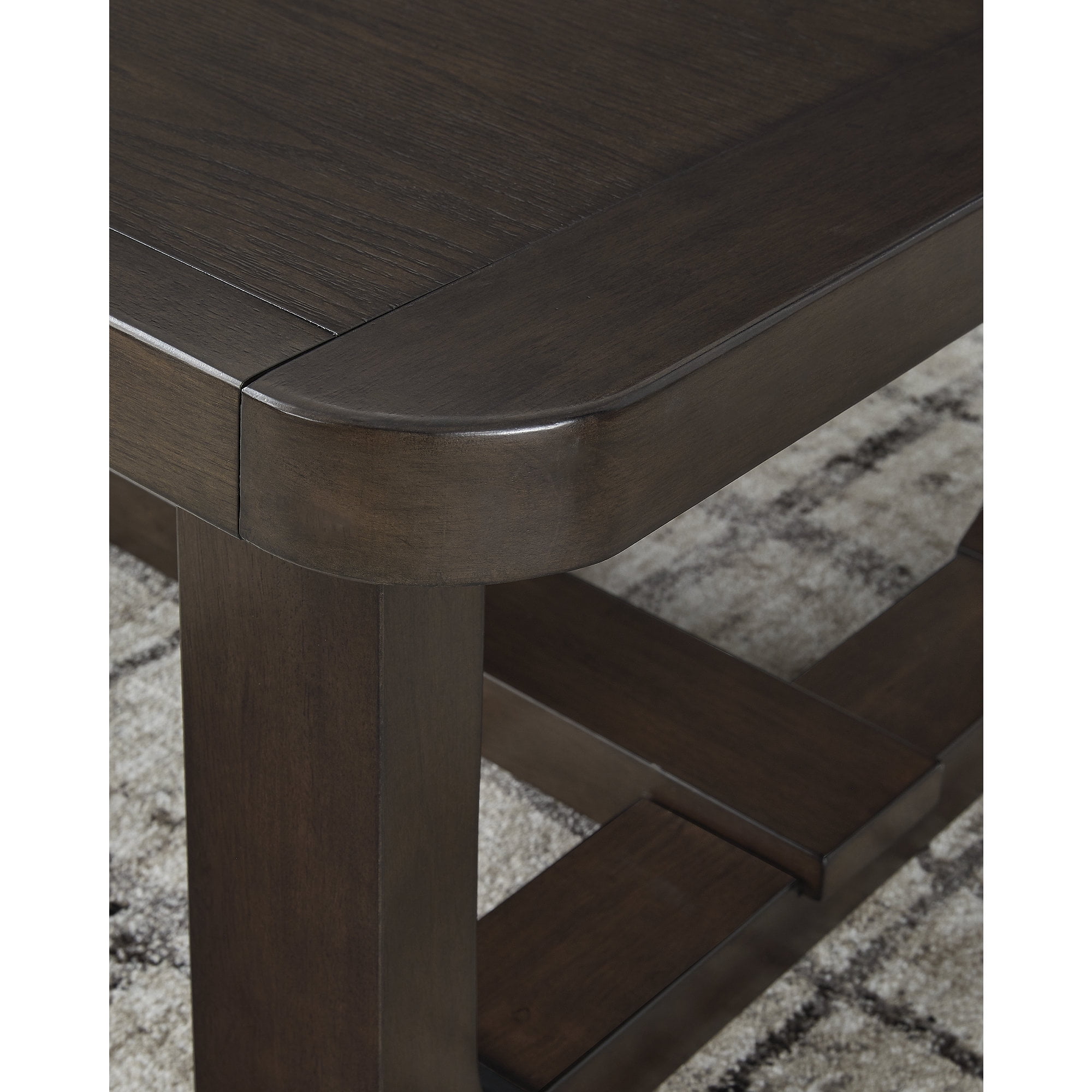 Signature Design by Ashley Breckington Modern Rectangular Coffee Table with Solid Wood Edge, Dark Brown