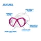 thumbnail image 4 of Reef Tourer Máscara de Snorkel para Adultos X-Plore de 2 Ventanas, Color Rosa Buganvilla, 4 of 5