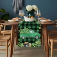 thumbnail image 2 of St. Patrick's Day Table Runner - 60 Inch Long, Kitchen Dining Table Runner Dresser Scarves, Green Truck Lucky Shamrocks Farmhouse Check Farmhouse Decor for Coffee Tables Wedding Party Banquet, 2 of 8