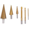 thumbnail image 2 of 6Pcs  Step Drill Bit Set Round Shank Double Straight Flutes Opening Design HSS Multiple Hole Drilling Cutting For Thin Wood Metal, 2 of 8