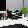 thumbnail image 2 of Mind Reader Desktop Organizer, Vertical File Holder, Paper Trays, Office, Plastic, 12.5"L x 11.75"W x 9.5"H, Black, 2 of 7