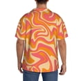thumbnail image 7 of PAYOHTO Wavy Orange Pink Colors Mens Hawaiian Casual Short-sleeved Shirt Tropical Summer Beach Button Down Shirts, 7 of 7