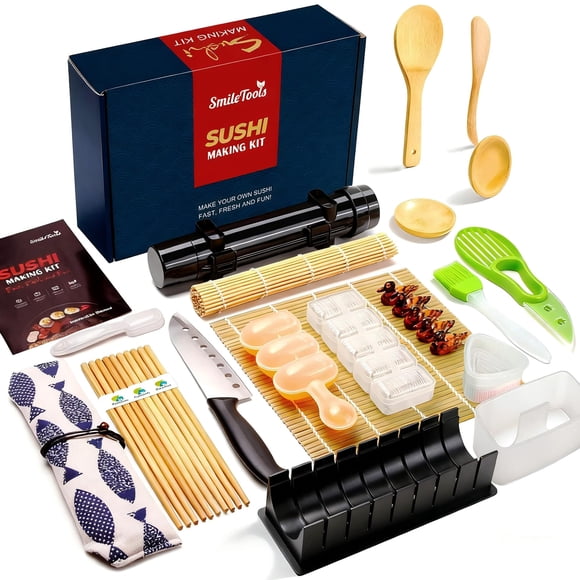 Kit para hacer sushi SmileTools, set de herramientas de bambú 28 en 1