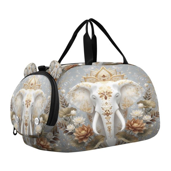 DIXRUYEE Elephant Crown Head Scale Duffel Bag With Ventilated Shoe Pocket & Adjustable Strap for Gym, Dance & Travel