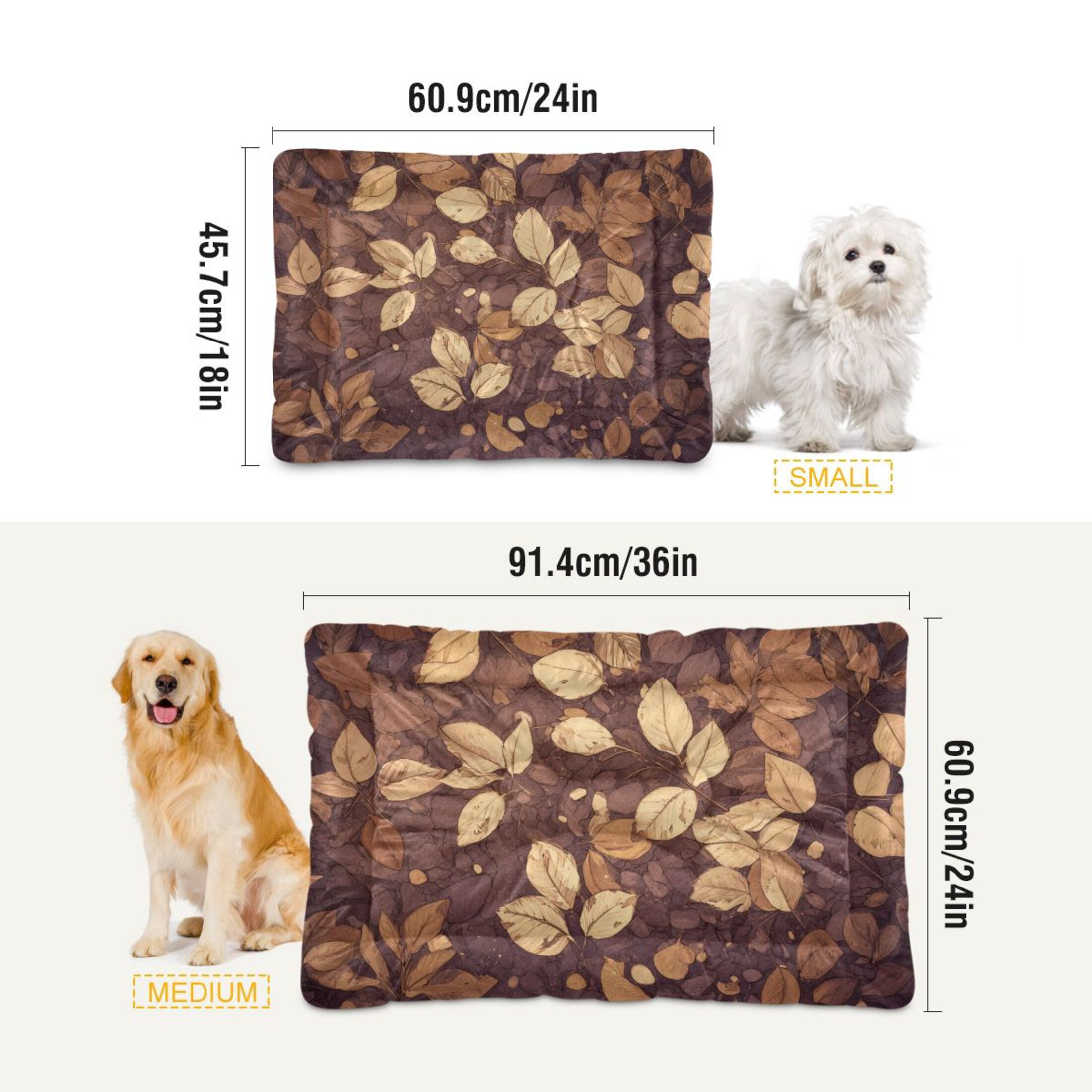 Cozy Mat Pet Bed Indoor Outdoor Warm Soft For Cat Dog Puppy(S/M) Leaves on The Ground