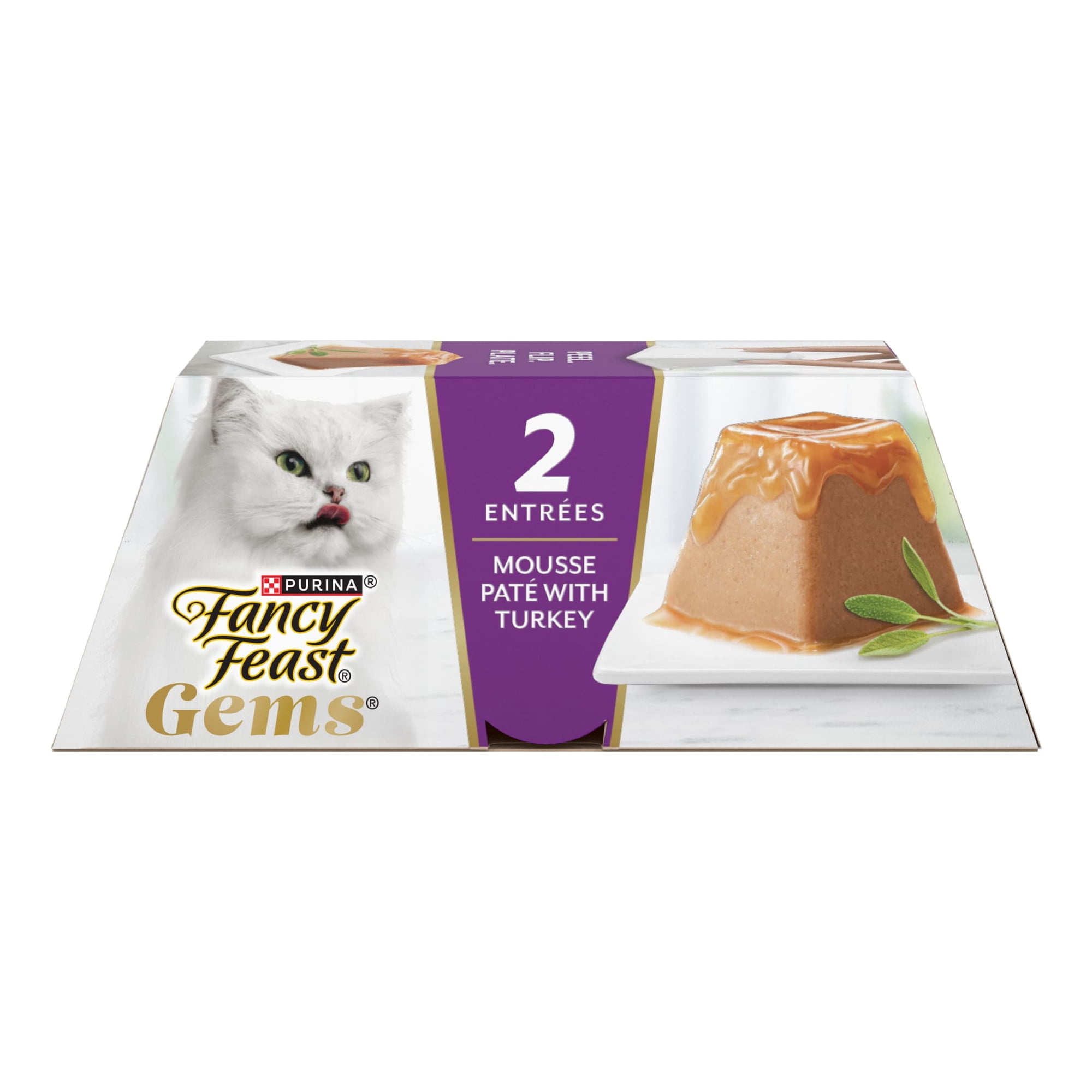 Purina Fancy Feast Gems Turkey Flavor Mousse Pate Wet Cat Food, 2 oz Tubs